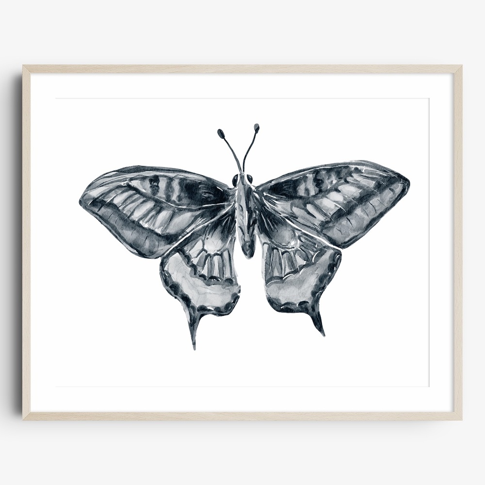 COPY - Watercolor Butterfly Black and White Wall Art Illustration Print Poster …